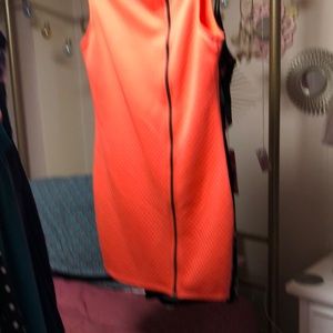 Orange coral zip up sleeveless dress